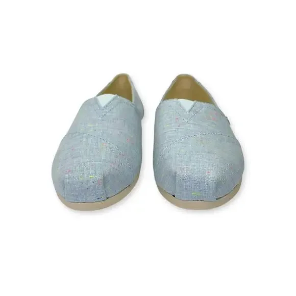 Toms Women's New Alpargata Flats Size 8.5 Light Blue Speckled Linen Slip On - Picture 6 of 15